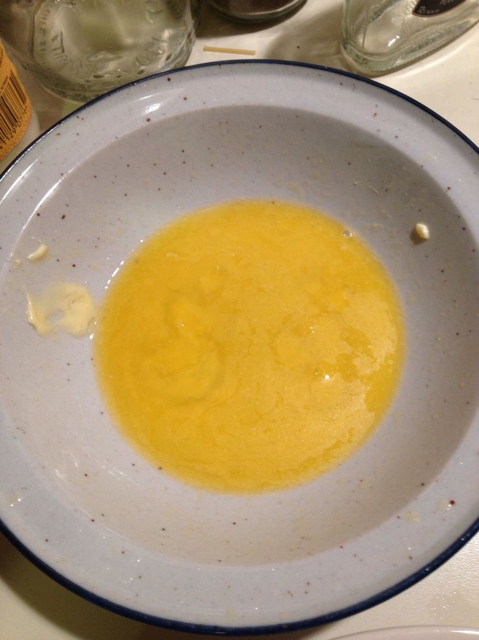Once sauce has been mixed, measure out desired amount of butter and melt in microwave. Then set aside.
