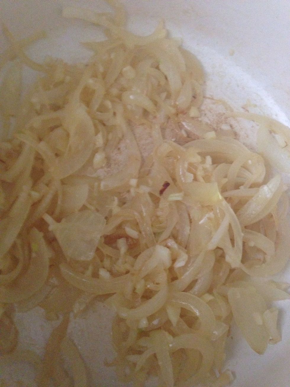 Once saut\u00e9ed, add the garlic and let cook a few more mins. (2-4)