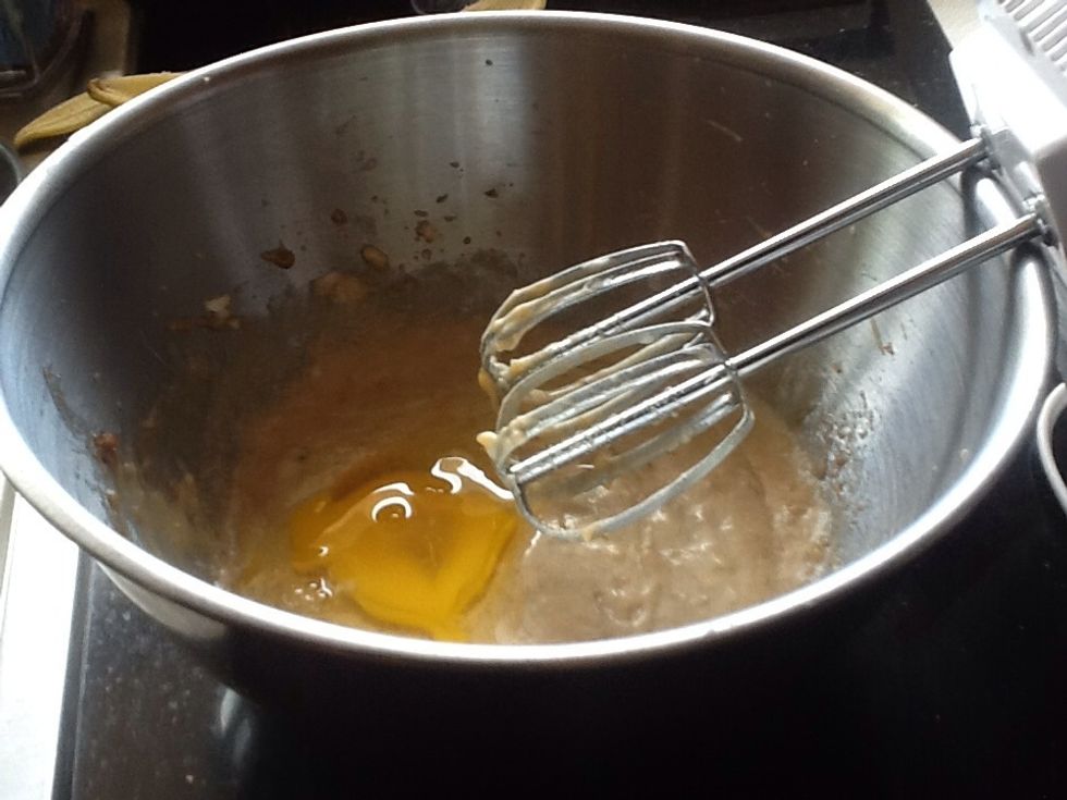 Once smooth add in egg; beat well.
