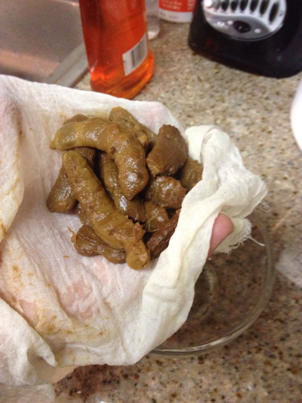 Once soaked drain off the water. They really look like poop but taste incredible!
