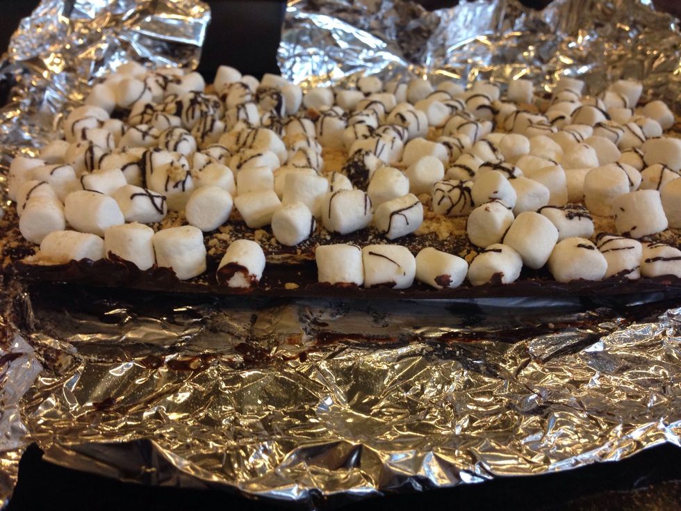 Once solid, remove foil. Cut or break into bite size pieces.