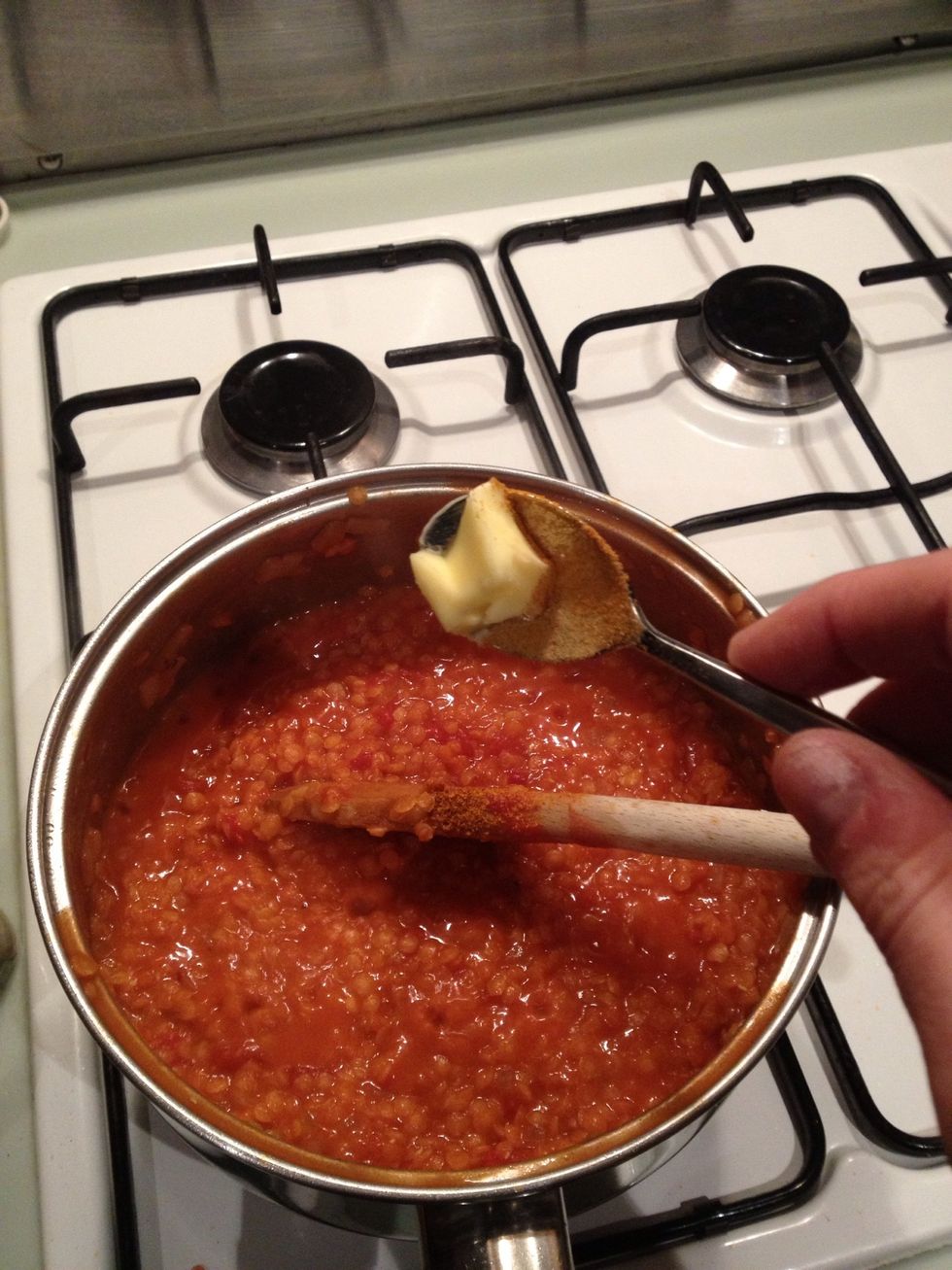 Once stirred in, add some butter