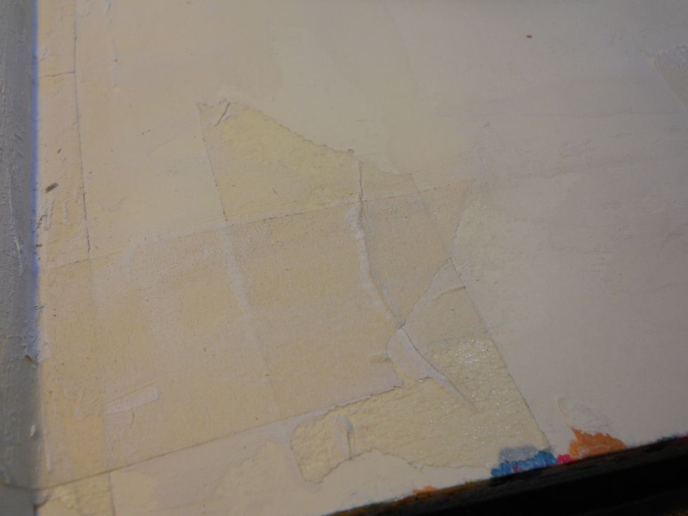 Once that is done, apply some Gesso to the pages. Gesso is a surface prep kid of like a primer, it will give the paper "tooth" so that the paint with stick better.