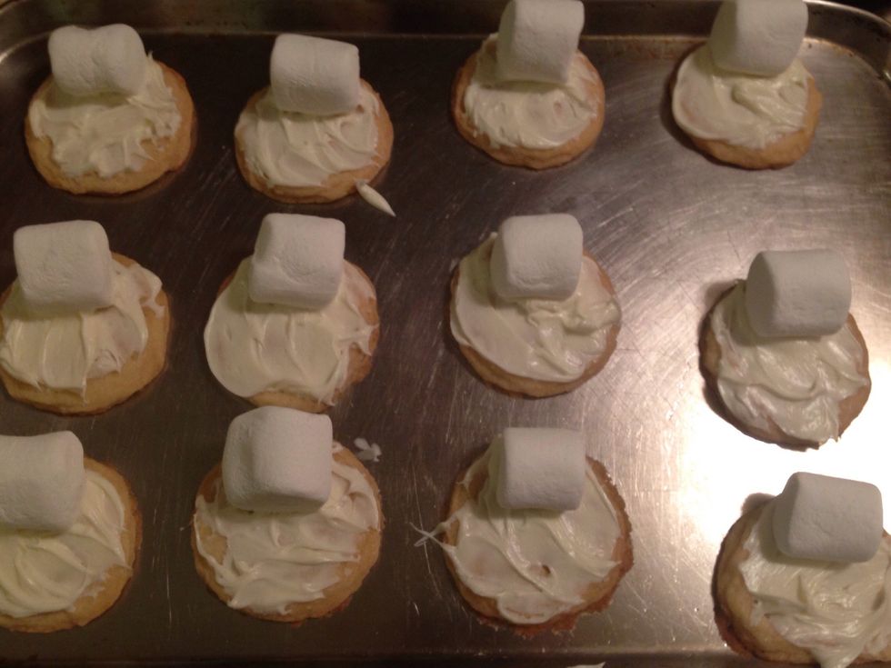 Once that is done put the marshmellows on