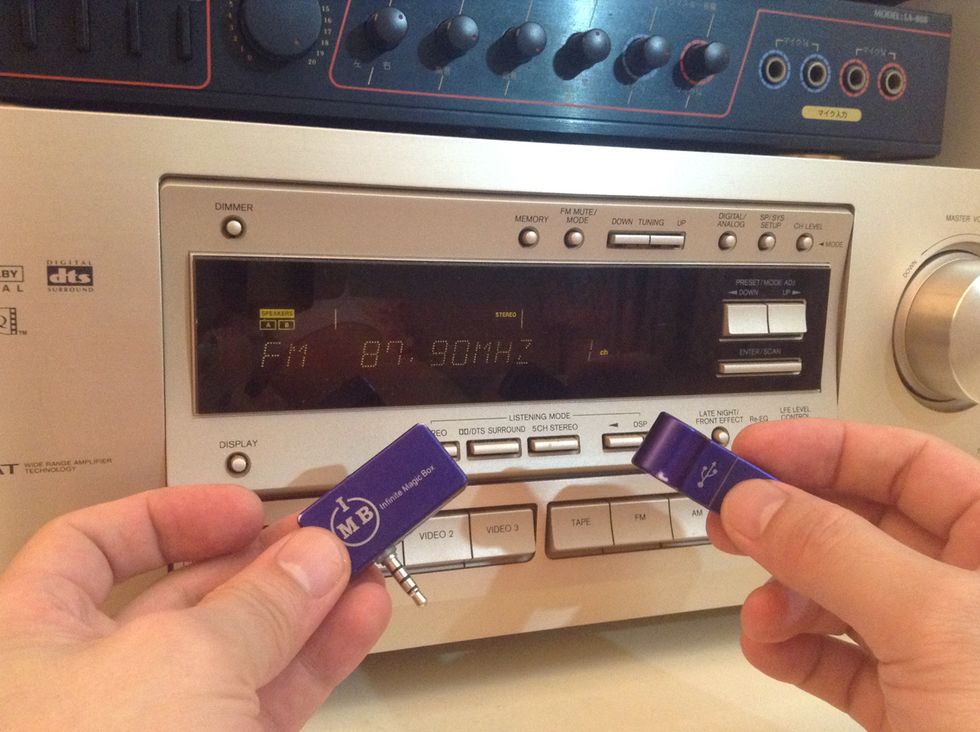 Once the aFM Music Transmitter is fully charged. Simply remove the USB charger from the music transmitter