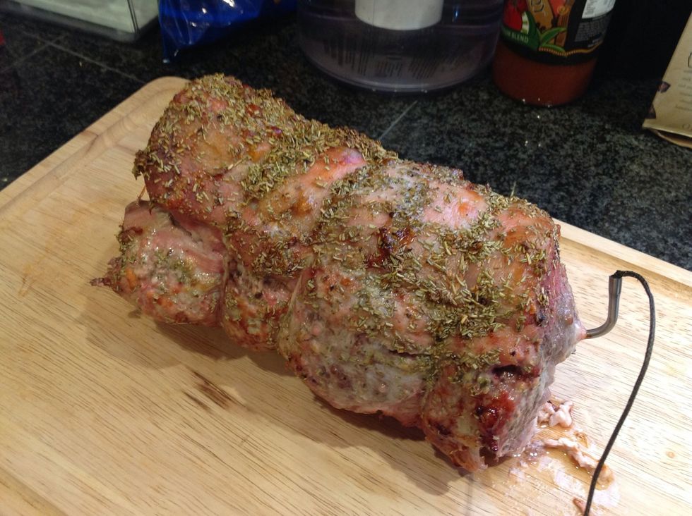 Once the alarm sounds remove roast and allow to rest. This 5 pounder from Costco took just short of two hours in the oven for comparison.