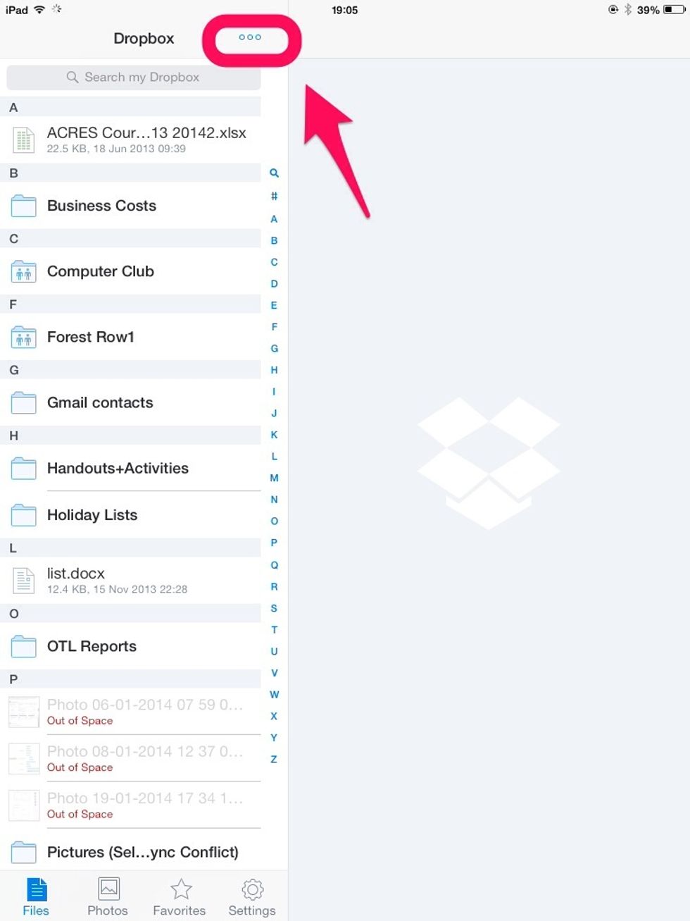 Once the App opens tap the 000 (more) symbol at the top right of the menu.