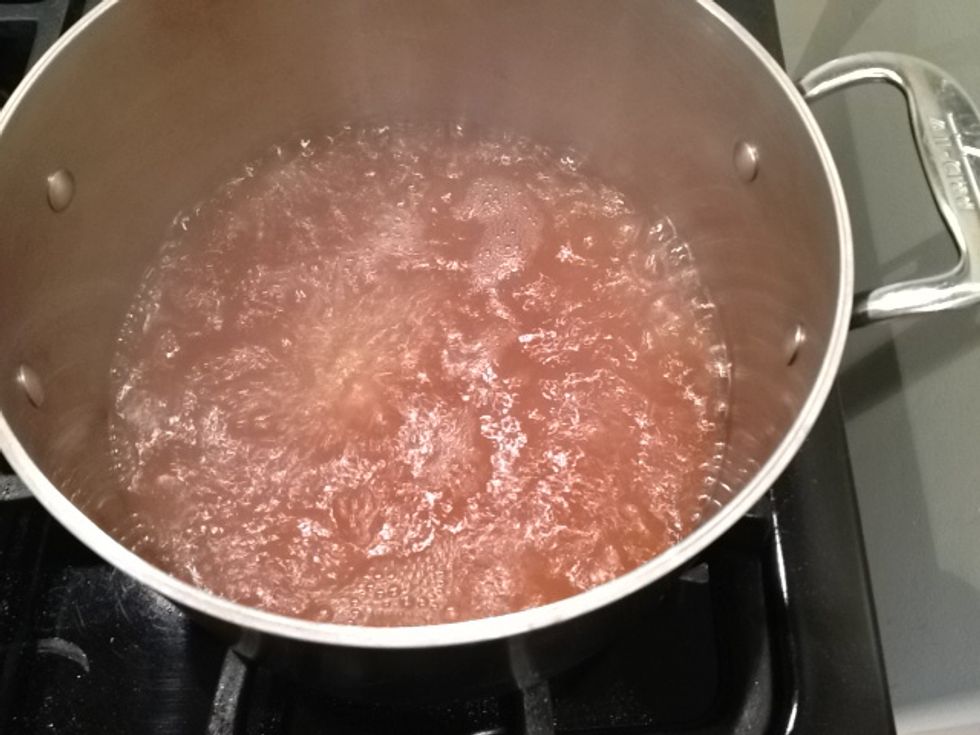 Once the brine has reached a boil, you can add the cauliflower.