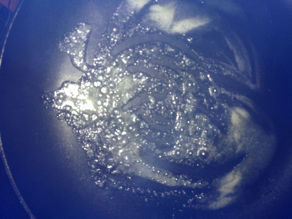 Once the butter is melter and still pale...