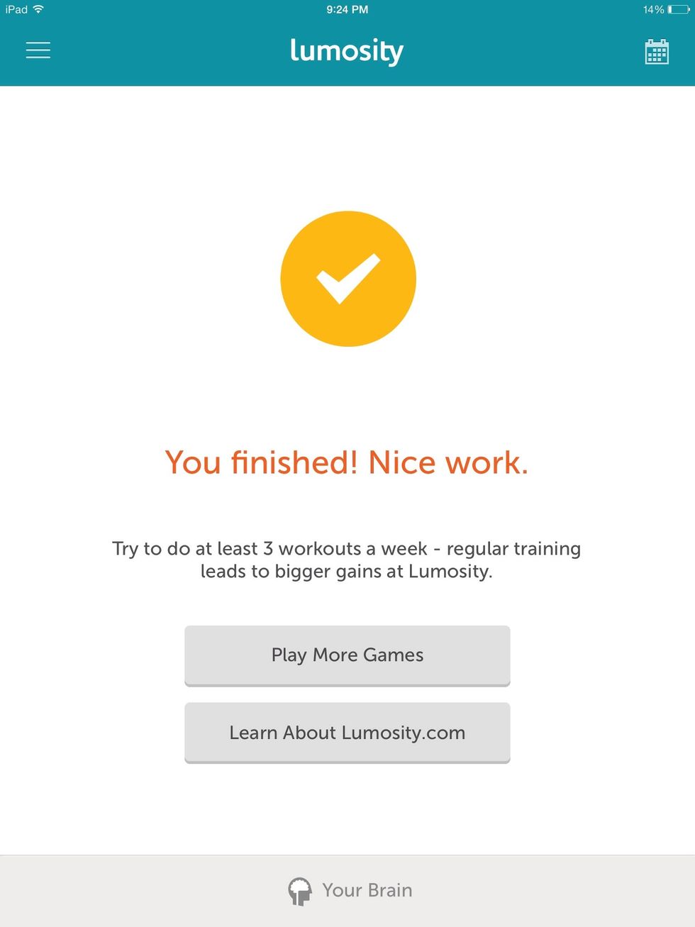 Once the client has completed their workout the app will let them know that they are finished.
