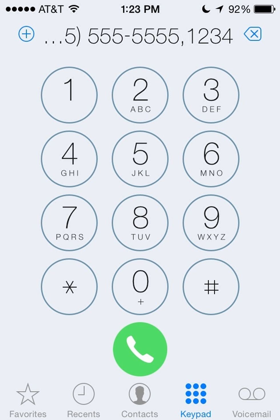 Once the comma is there. Add the extension number after the comma.