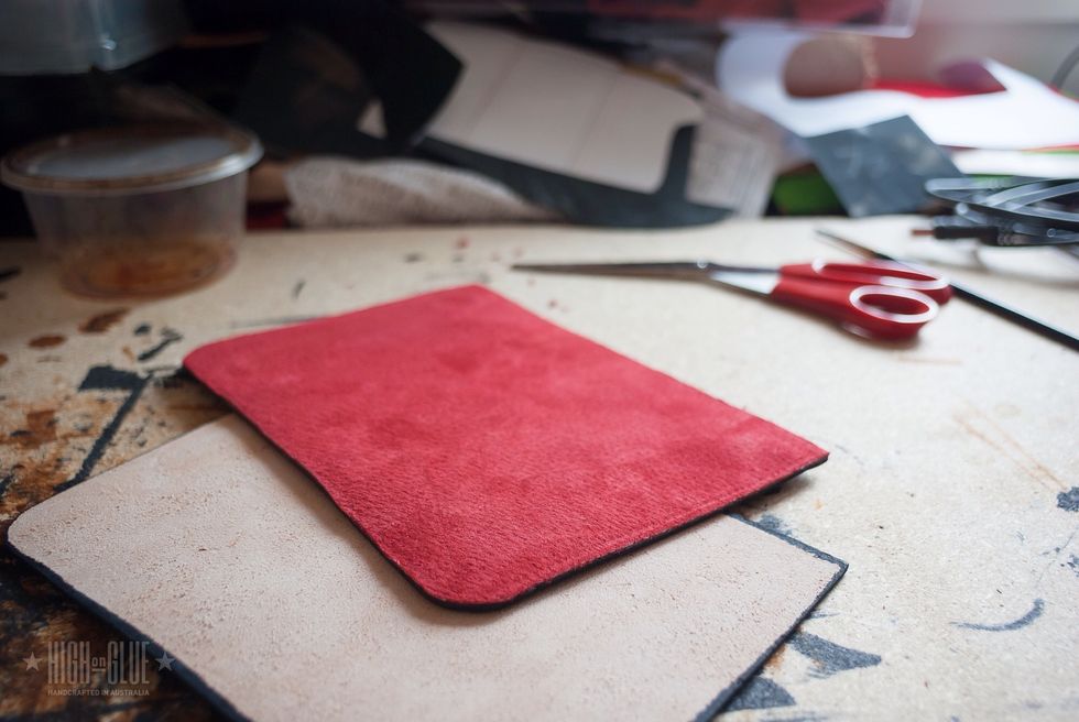 Once the covers are dry, you can glue on the lining using spray adhesive.