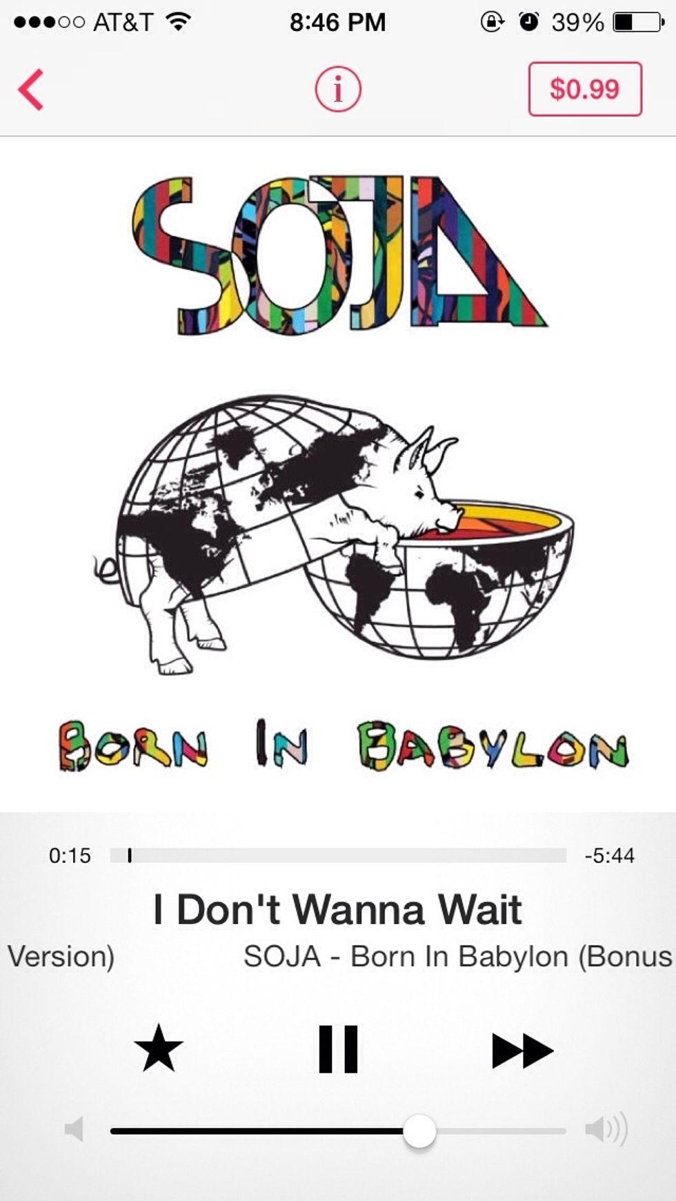Once the first song plays, press the red "i" icon located at the top (center)
