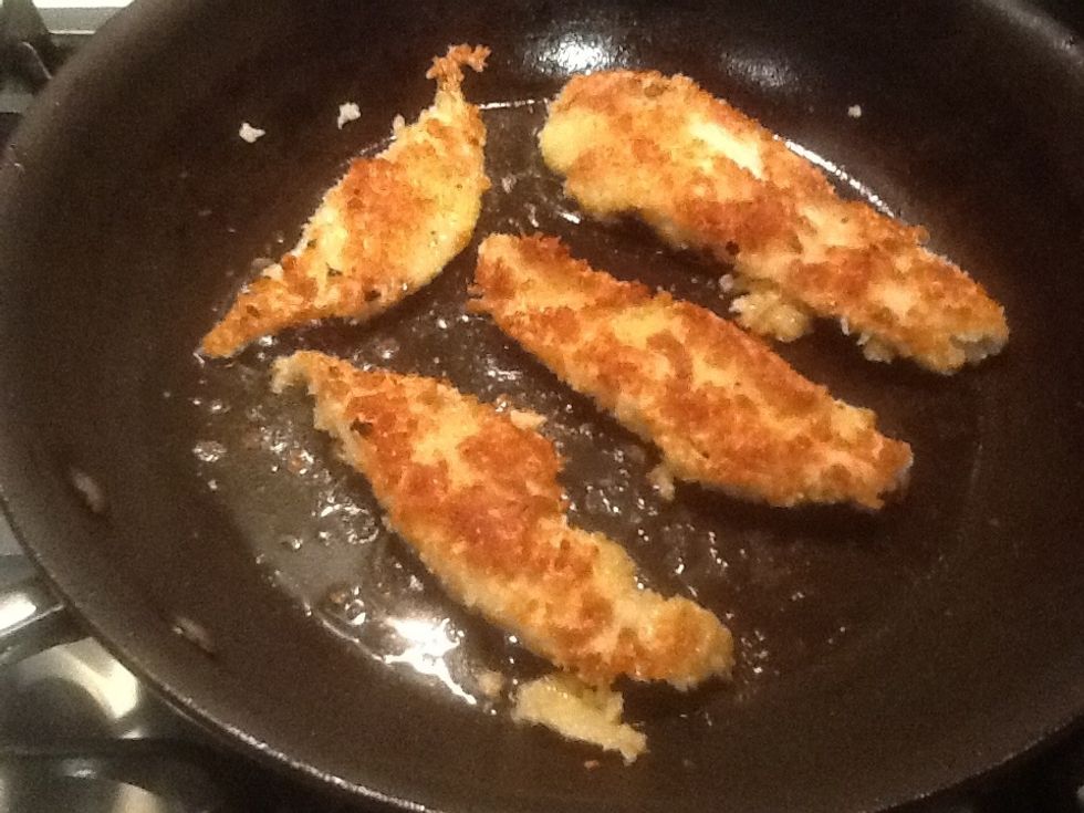 Once the fish has a nice brown colour to it flip to cook other side