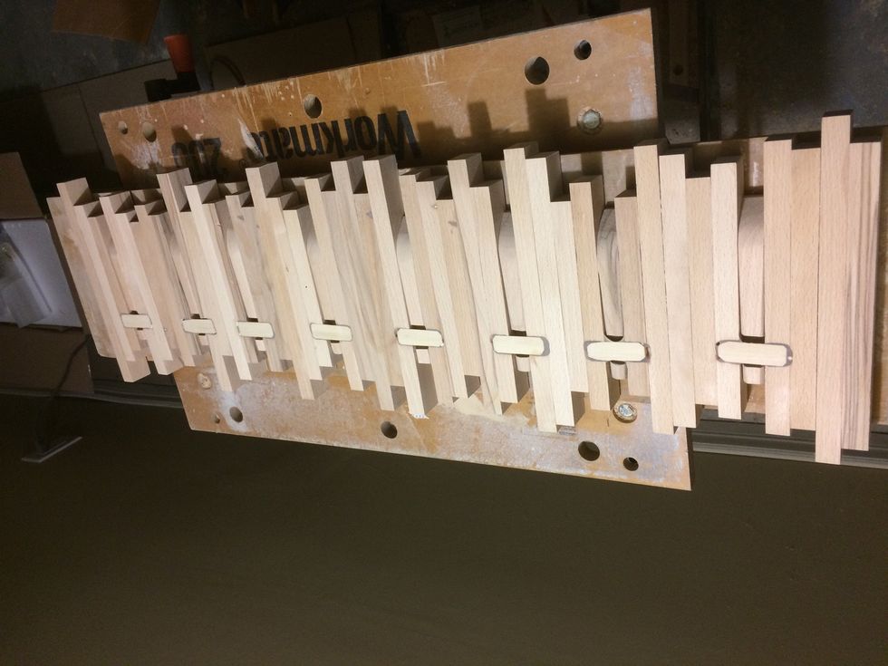 Once the front was done it was on to the back. Maybe the next one I will put the dowel all the way through for the braces and the hinge. Might make it a little sturdier.