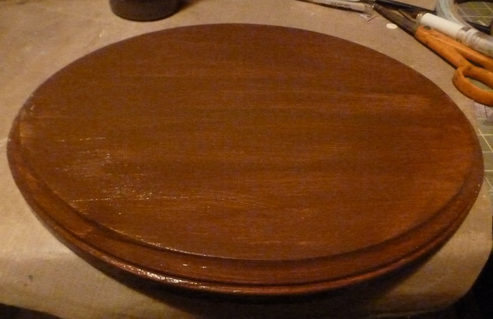 Once the gesso is dry. Paint with a dark color of paint. I chose Americana dark chocolate brown. Then let dry. It dries pretty quickly. Let Dry.