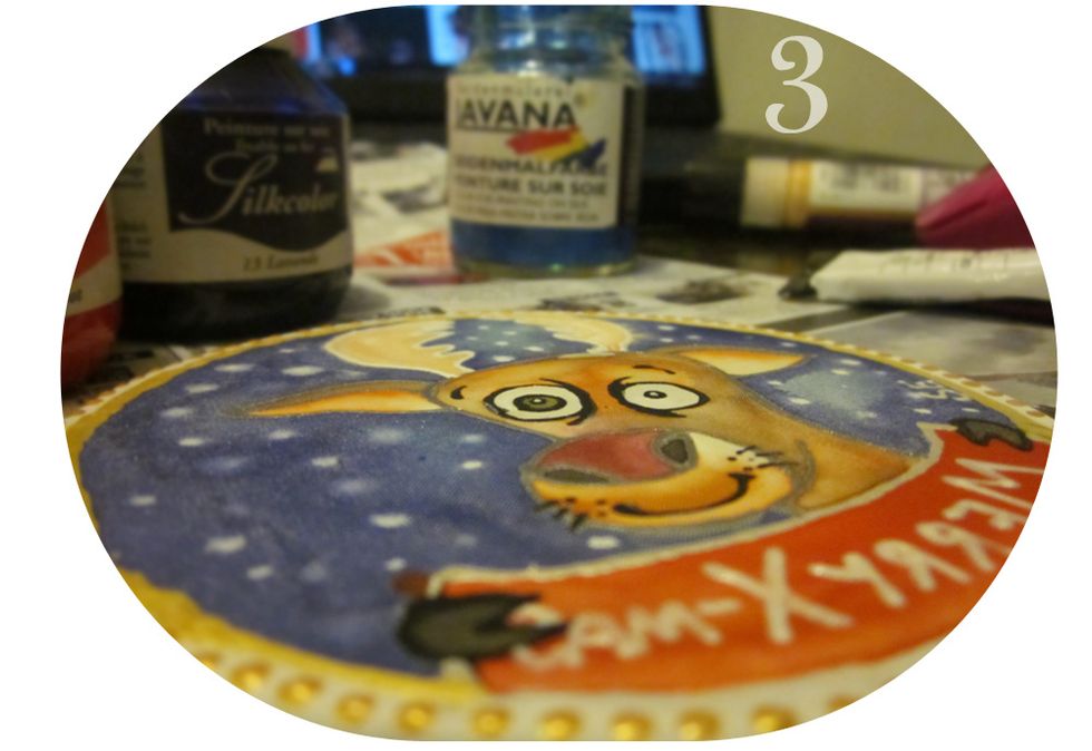 Once the Gutta has dried you can start painting the image.In my case: this is a Happy Deer! Free your imagination- mix different colors! I am sure your card will turn out colorful and beautiful too!