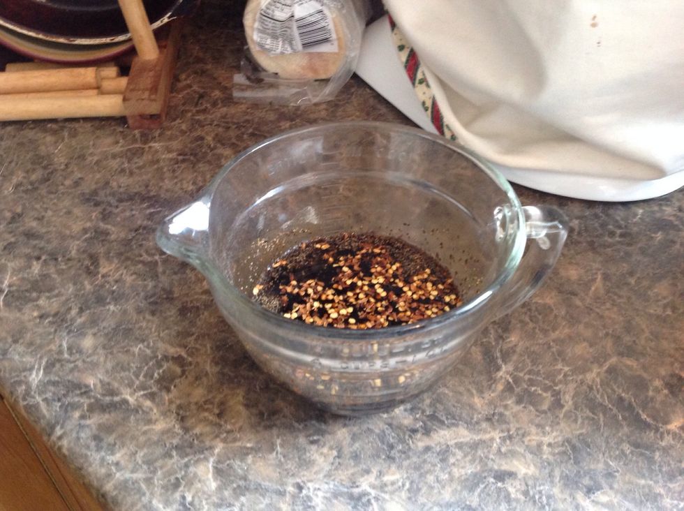 Once the ingredients are all together,  stir well until the honey gets blended in.