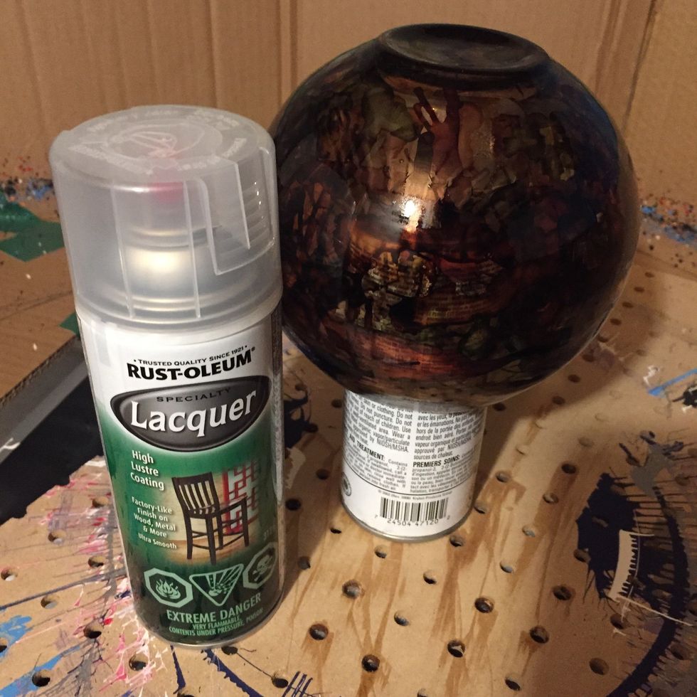 Once the ink is fully dry, spray it with shellac to seal the colour. Two or three thin coats of shellac will ensure the ink doesn't rub off.