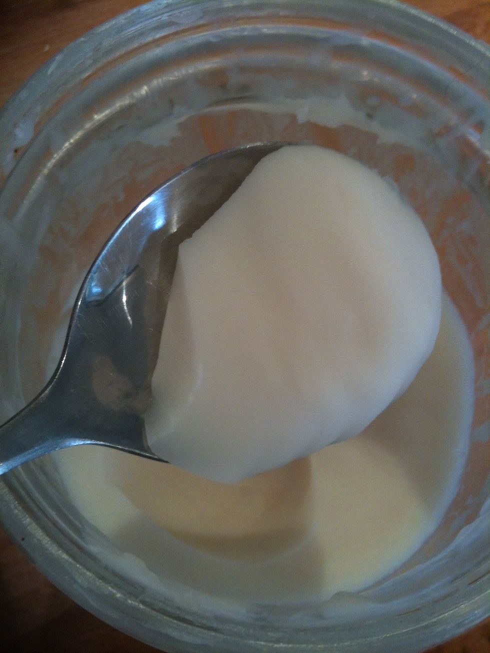 Once the lard has cooled in the fridge,  it will be white, thick and fluffy. Use a spoon to scoop it out. Perfect for roasting veggies, cooking meat and eggs, or frying up some sweet potato chips!