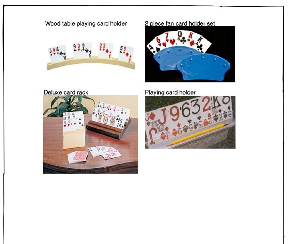 Once the learner has mastered all previous steps, introduce dealing 7 cards to each player. You may want to use a device such as one pictured above if your learner struggles with holding the cards.