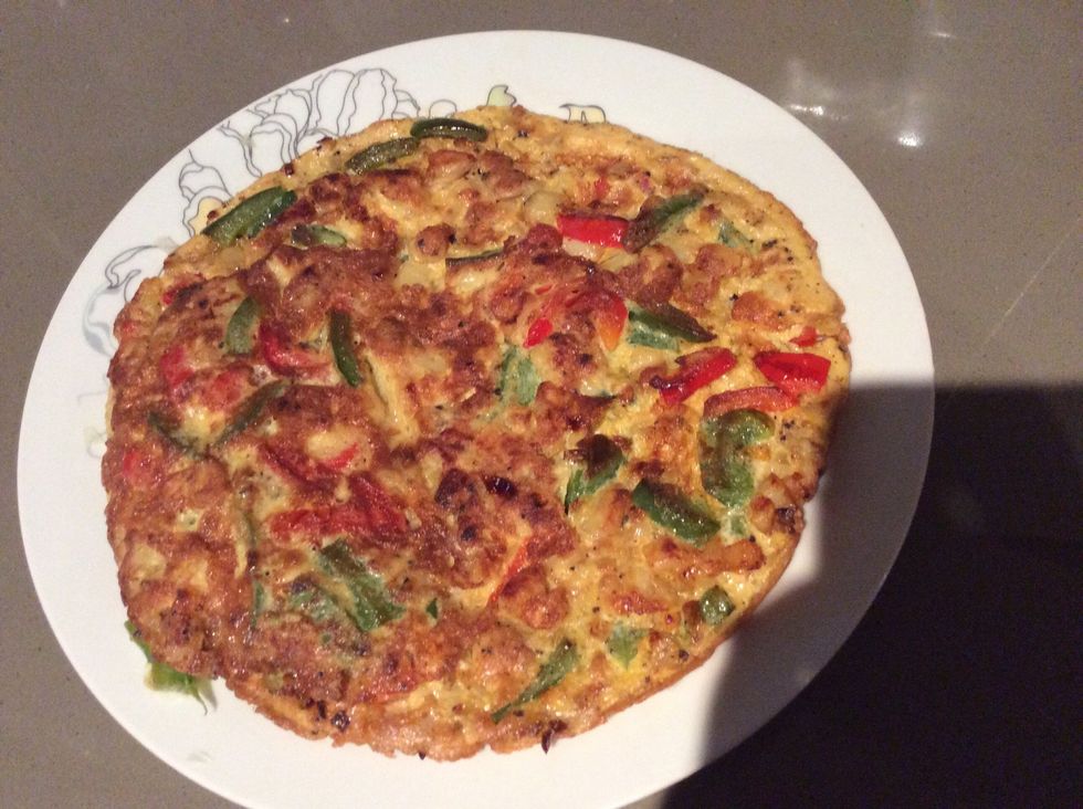 Once the omelette looks like the picture, put it on a plate.