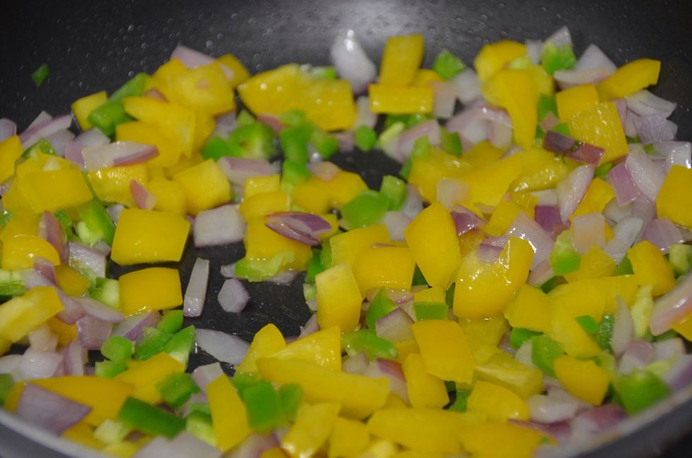 Once the onions turn translucent add chopped jalape\u00f1o and yellow peppers. Cook for 3 mins. Do not over cook them. ( TIP:- if you want it more hot substitute jalape\u00f1o with Thai or Serrano peppers)