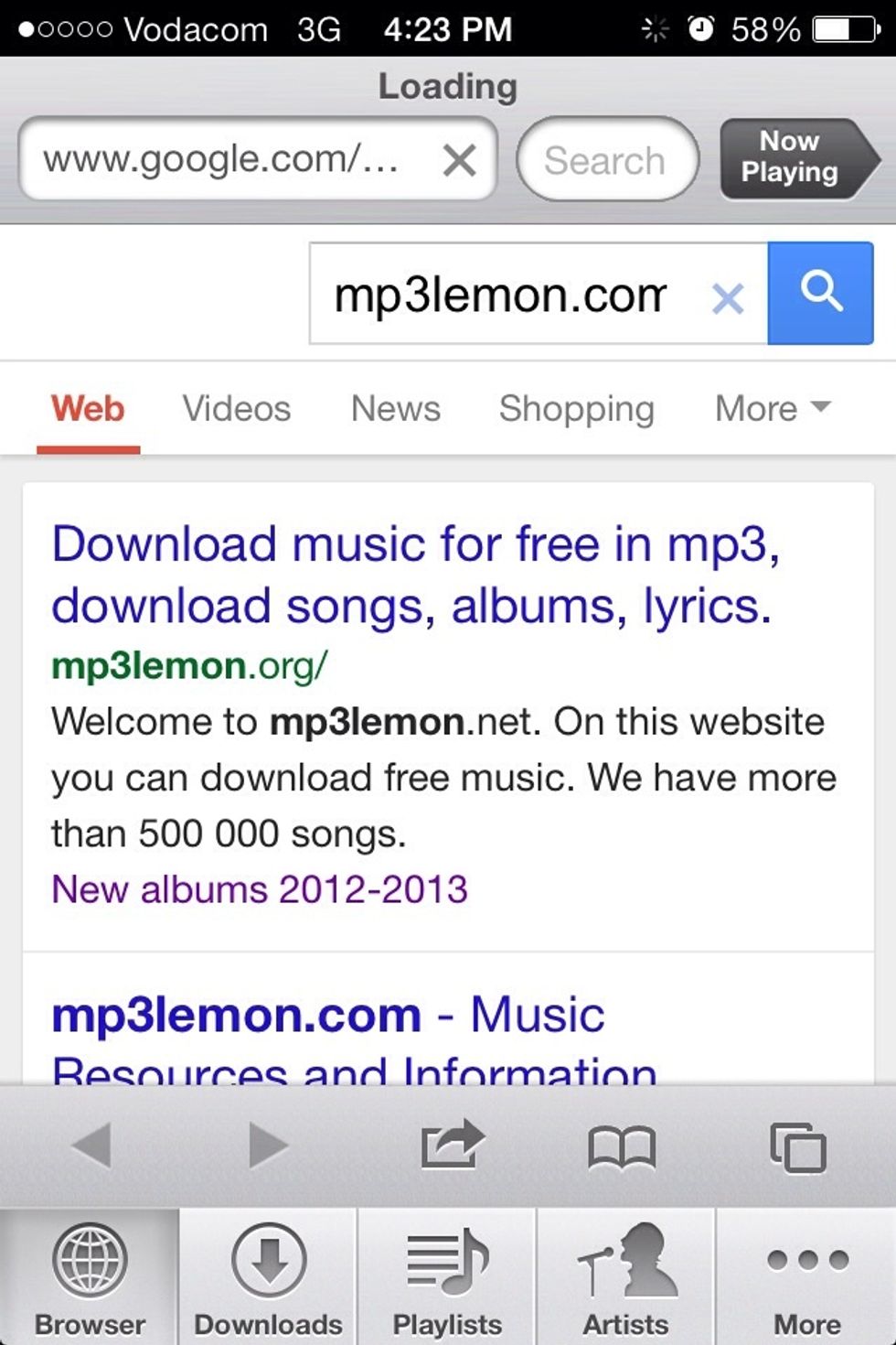 Once the page has loaded,open the first site on the google page.