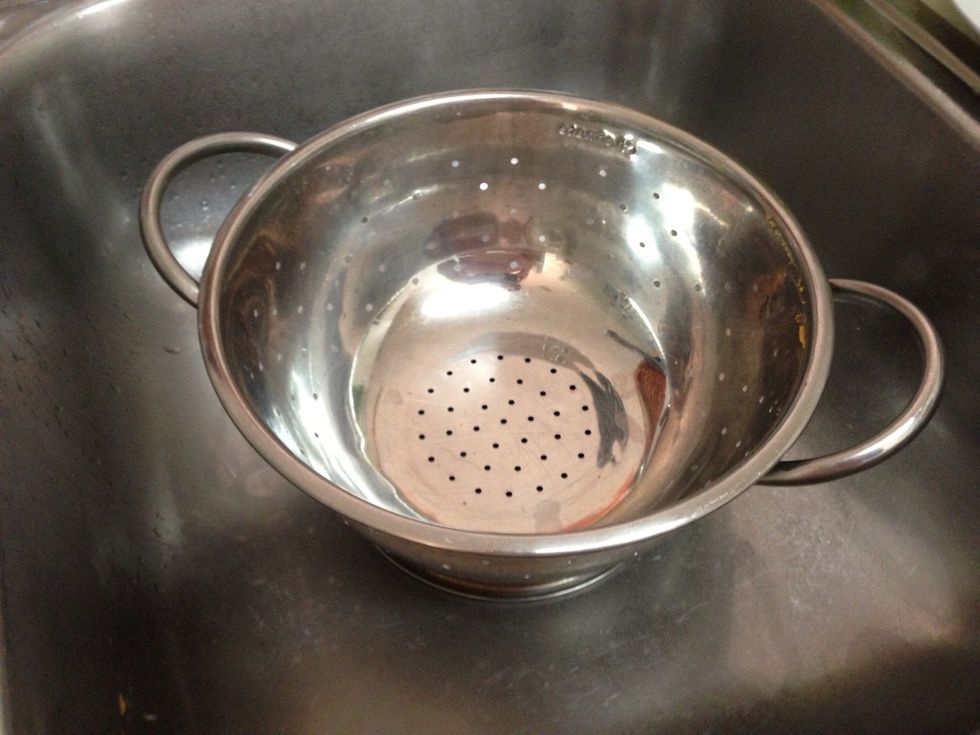 Once the pasta is al dente, take it off the stove and drain.