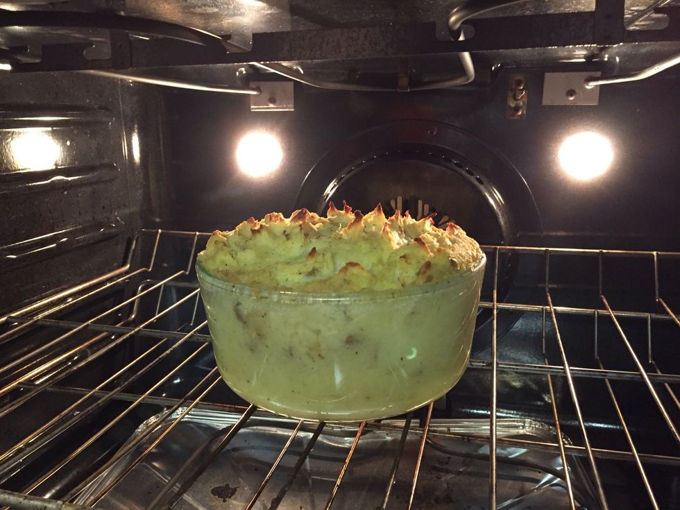 Once the potatoes on the top brown and begin to crisp a little, your pie is done!!!