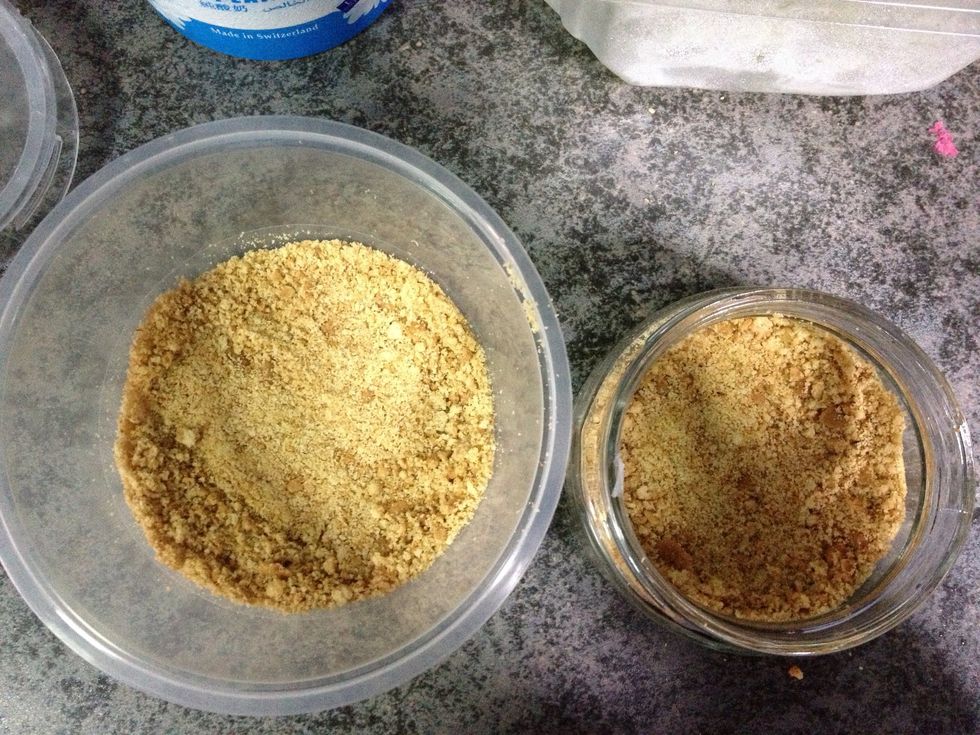 Once the smashing is done, put it in a container and take any amount you want for the base in your jug.