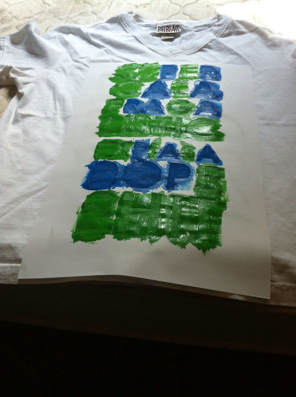 Once the stencil is painted, allow it to remain in place for about 15 to 30 minutes. * I left mine on a little too long, which caused removing the stencil to be a pain*