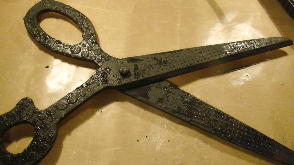 Once the texture paste mixture is dry give a nice coat of black gesso to your entire piece.