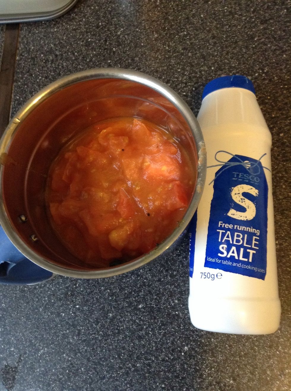 Once the tomato cools down, add it to the rest of the contents in the jar and then add salt to taste.