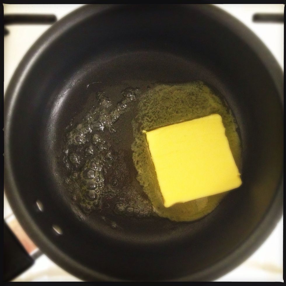 Once the tuna is on, melt your butter over a medium heat.