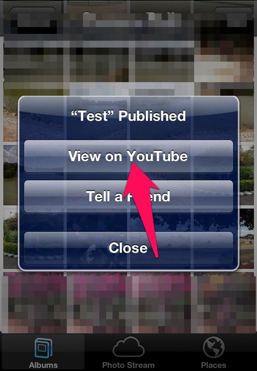 Once the video is published click on 'View on YouTube' to view it