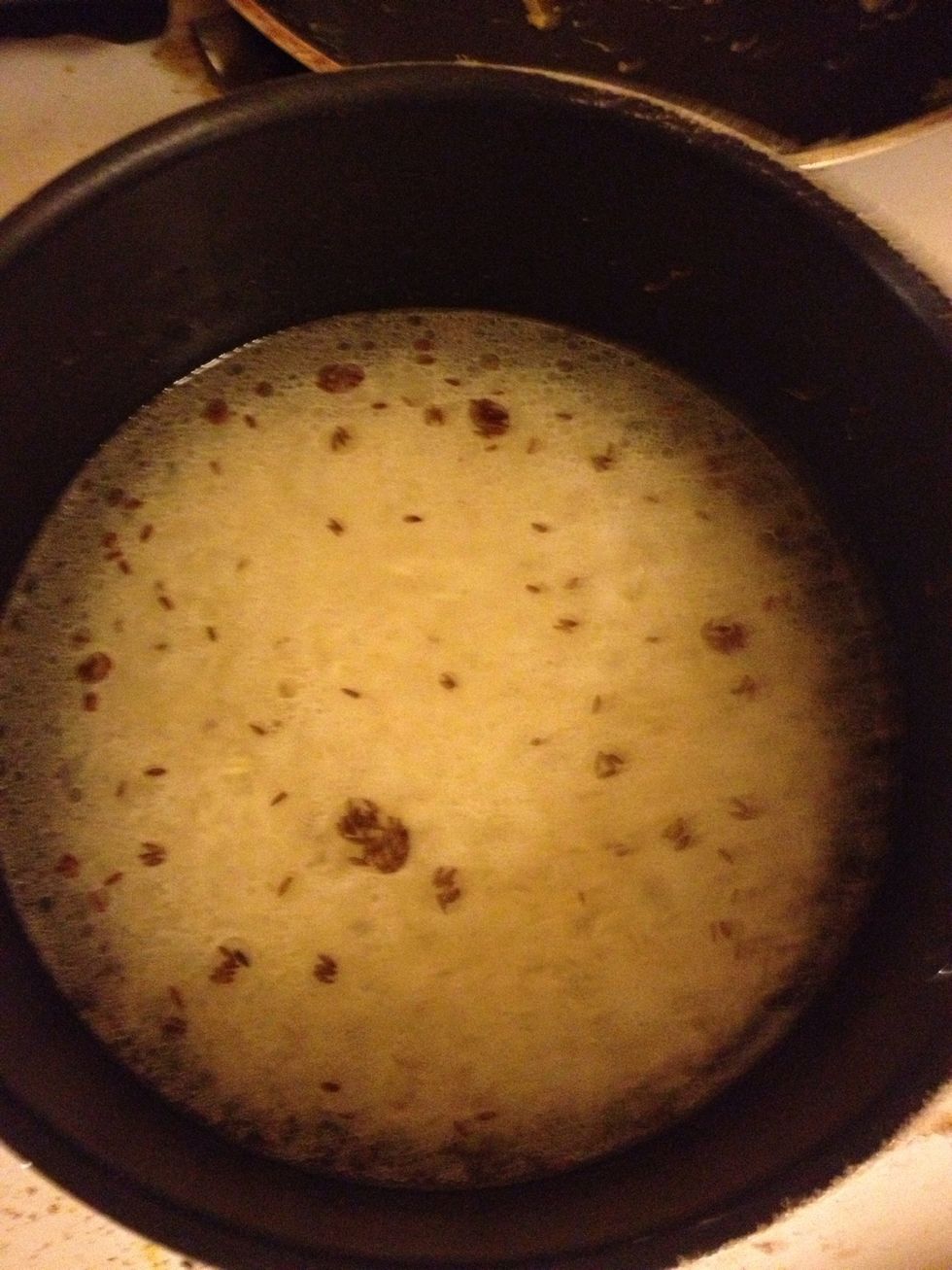 Once the water begins to boil, it's time to lower the heat to a low-medium heat. (#4 on the turn dial).