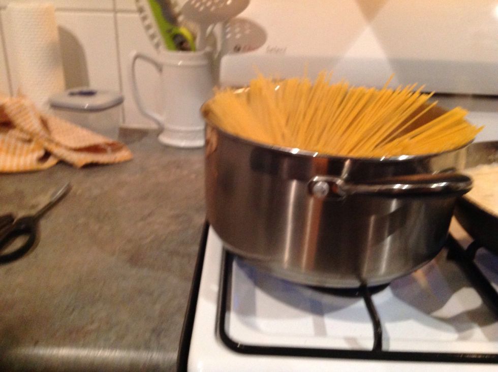 Once the water has started to boil add pasta