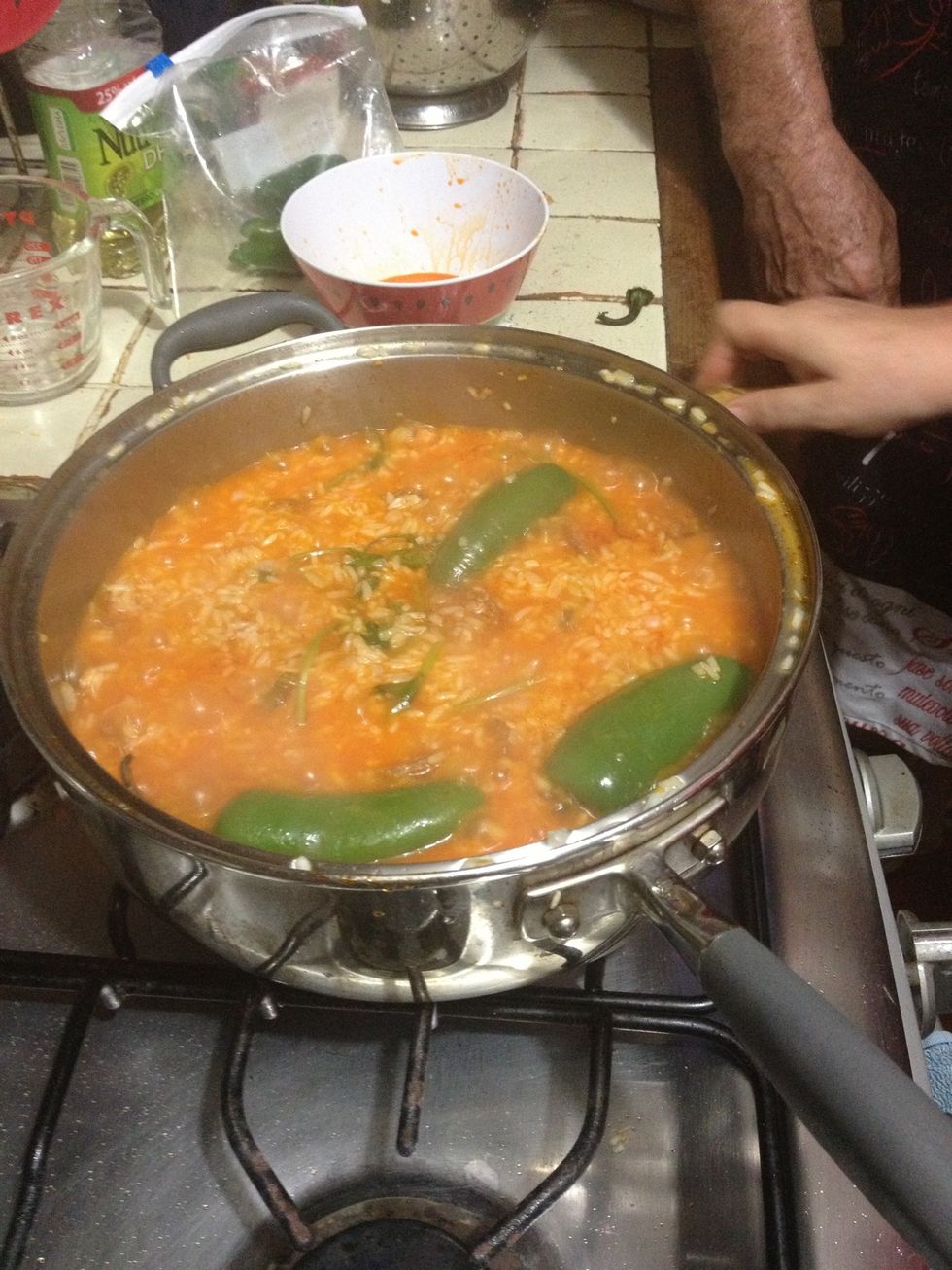 Once the water is boiling, stir once more.