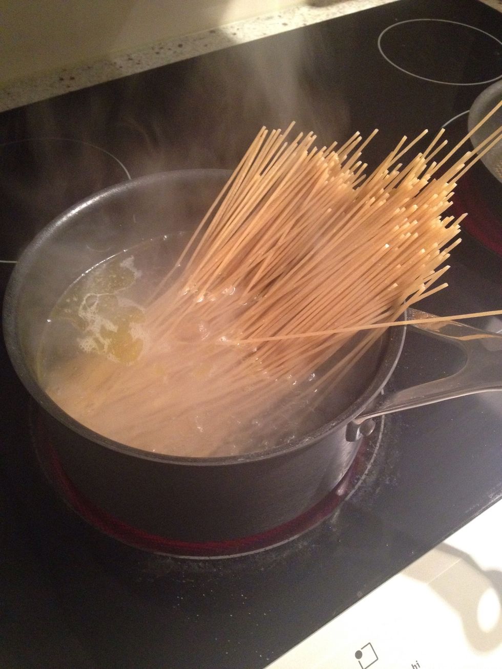 Once the water start boiling, add your pasta (I used gluten free pasta)