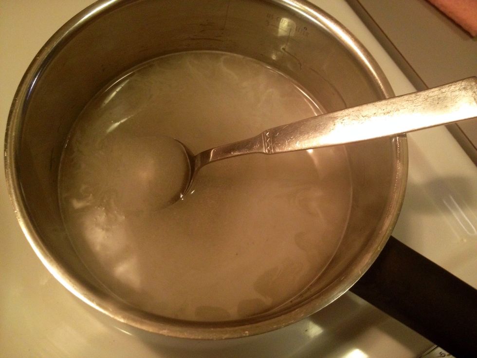Once the water & sugar mix is boiling, remove from the heat.
