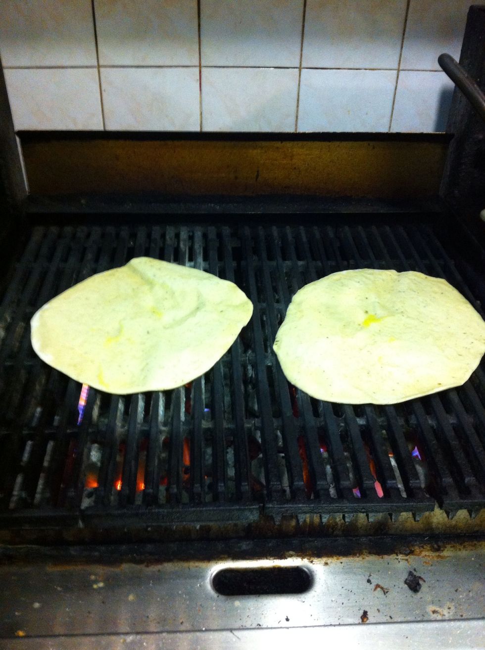 Once their stiff grill em. I find it works best on a medium heat but every grill or BBQ is different. Wait until the top and edges start cooking before flipping, it will bubble that's good.