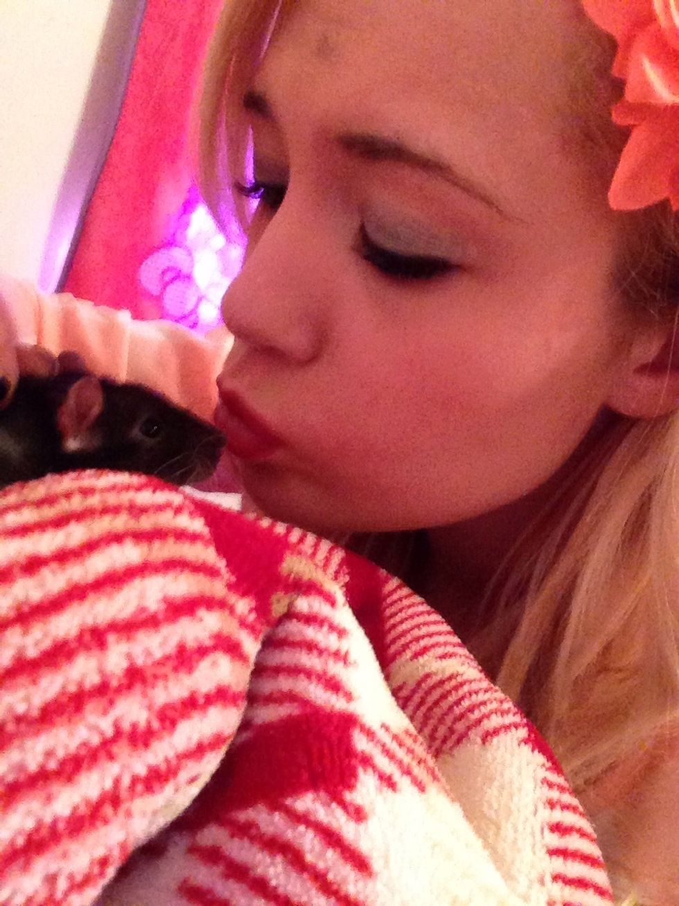 Once they know who you are and they have learned you won't hurt them. They will be ready to give you tons of kissies! \ud83d\udc8b (this rat is Rico)