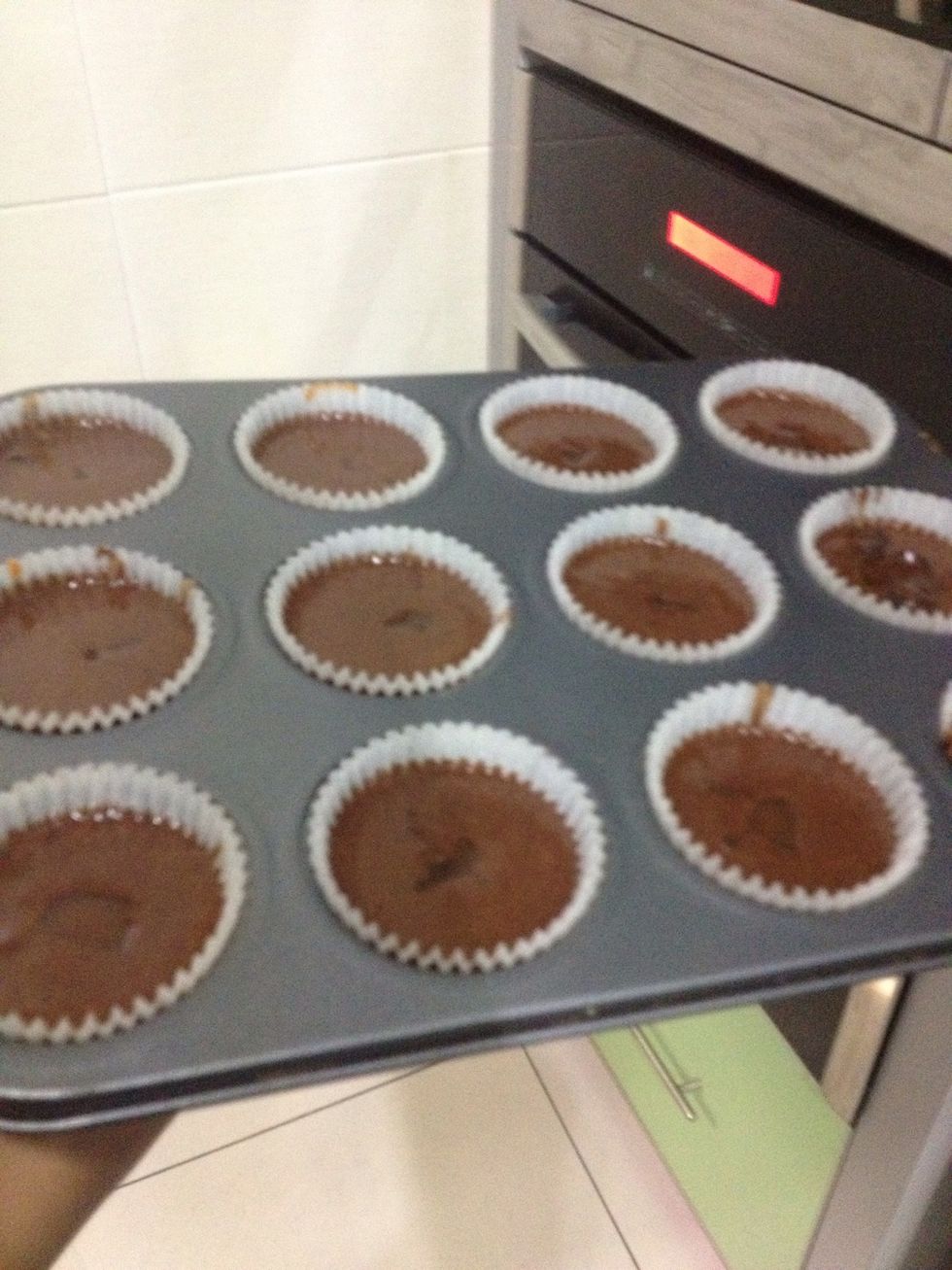 Once they're all filled, bake them for 15-20 minutes. I always check them at the 15th minute mark and add a few minutes depending on how cooked they are then.