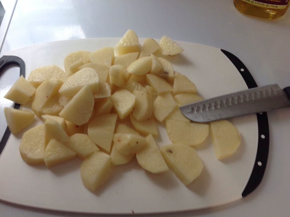 Once they're peeled, cut them into medium sized chunks or smaller. (Whatever size you want)