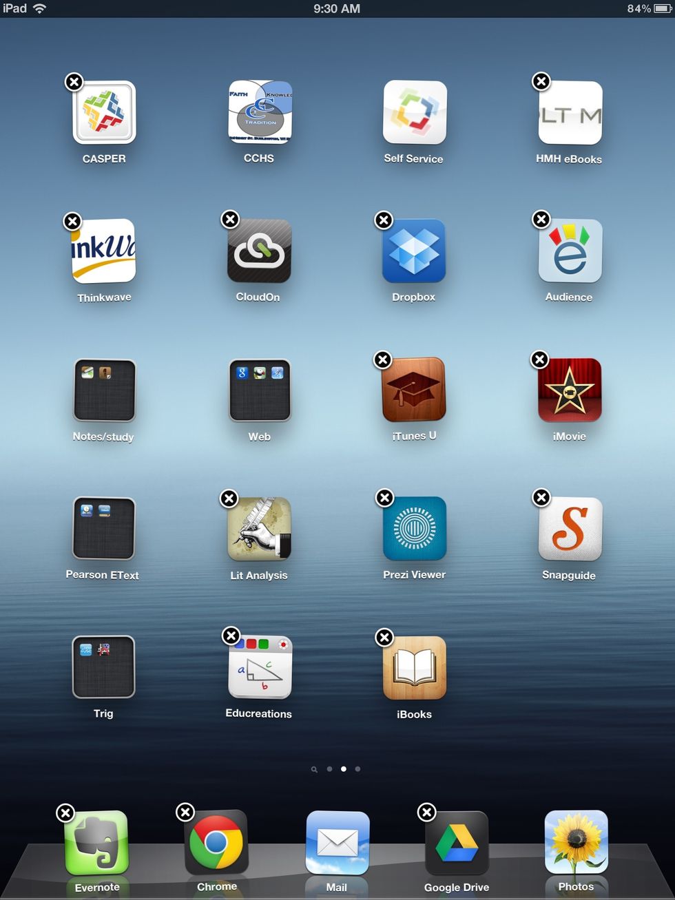 Once they start to shake the apps will also have an X on the top left corner meaning you can mo either move or delete an app.