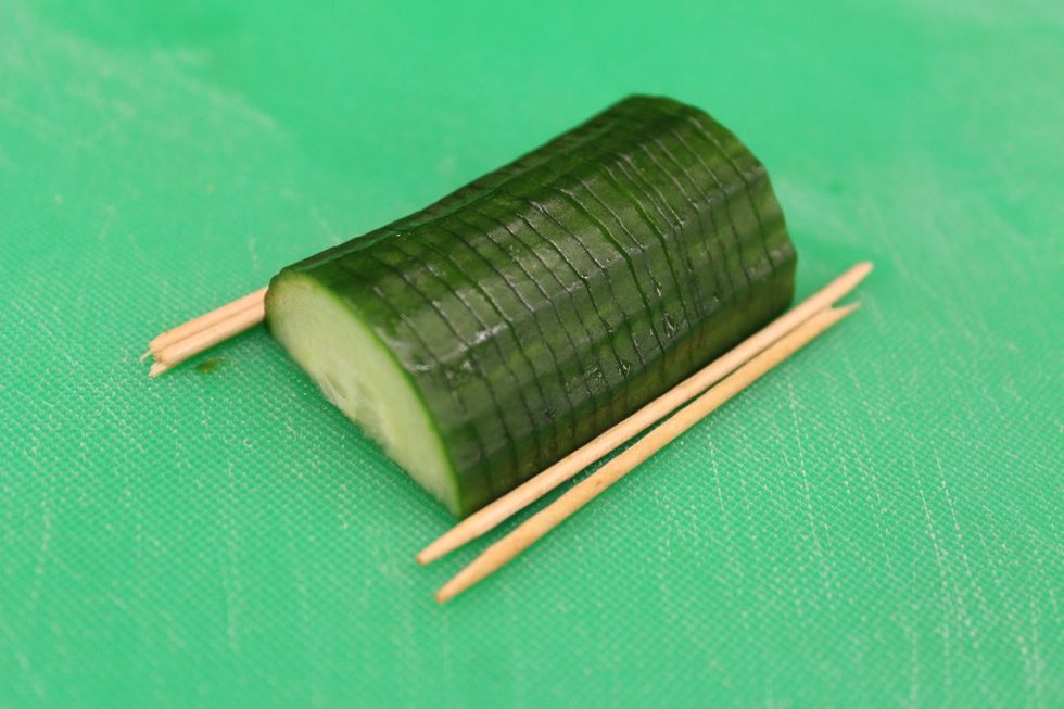 Once this is completed all that's left to do is spread out the cucumber fan!