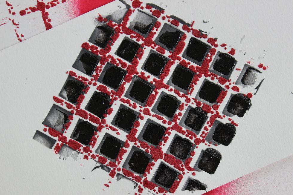 Once this sheet was dry I went ahead and trimmed it to about a 3.5x3.5 piece.