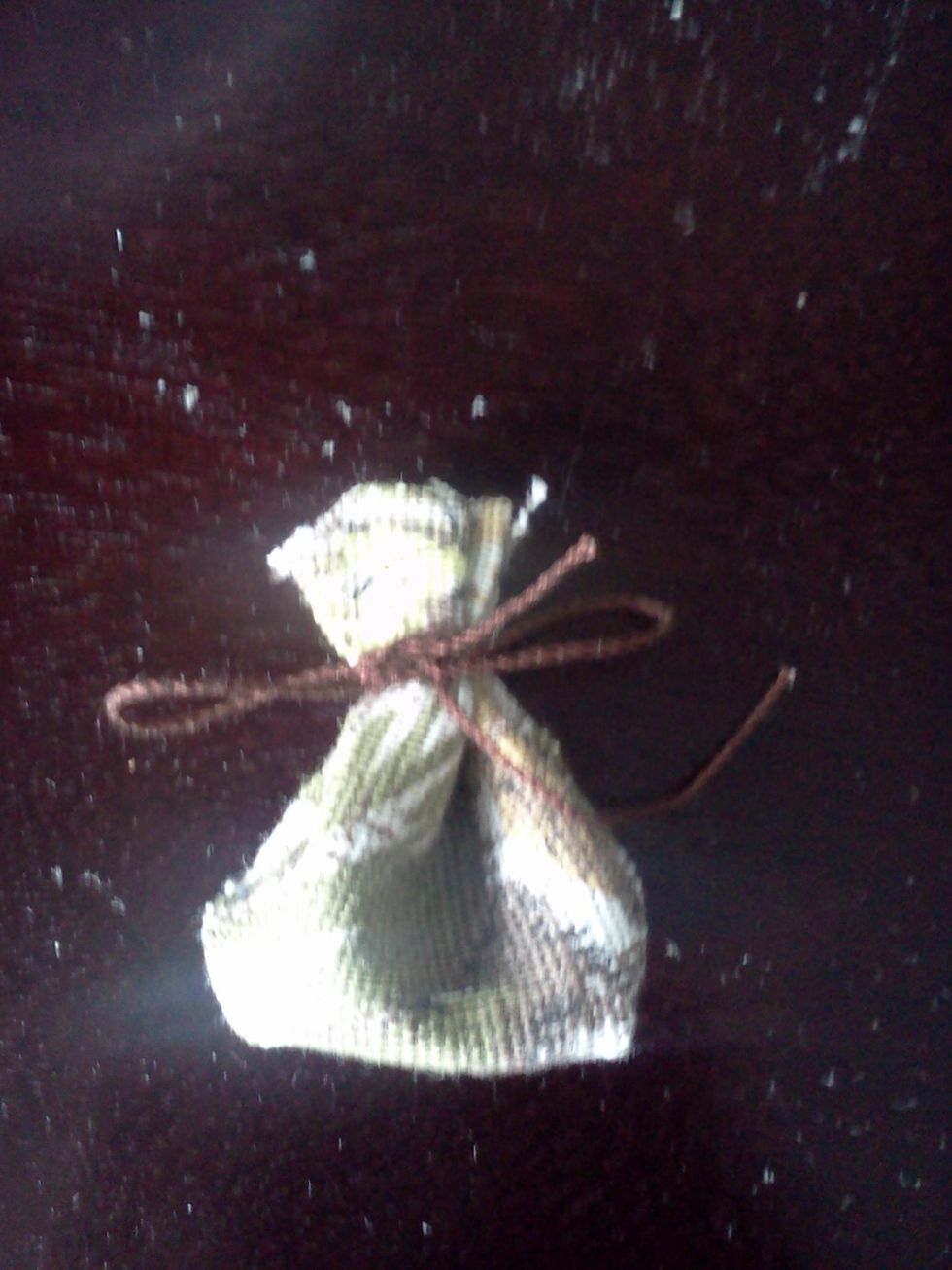 Once tied, you can cut the top to make it more presentable. Or, before you tie it fold the top inside and then tie it so that it looks better. (Last picture is a good example)