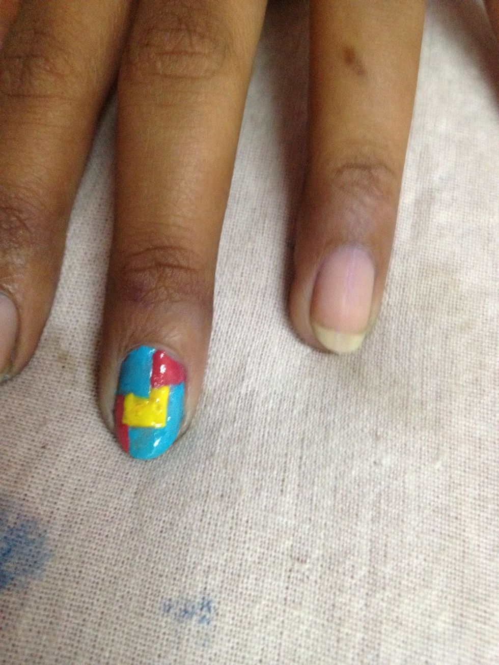 Once u finish making  the overlapping squares wait for it to dry..